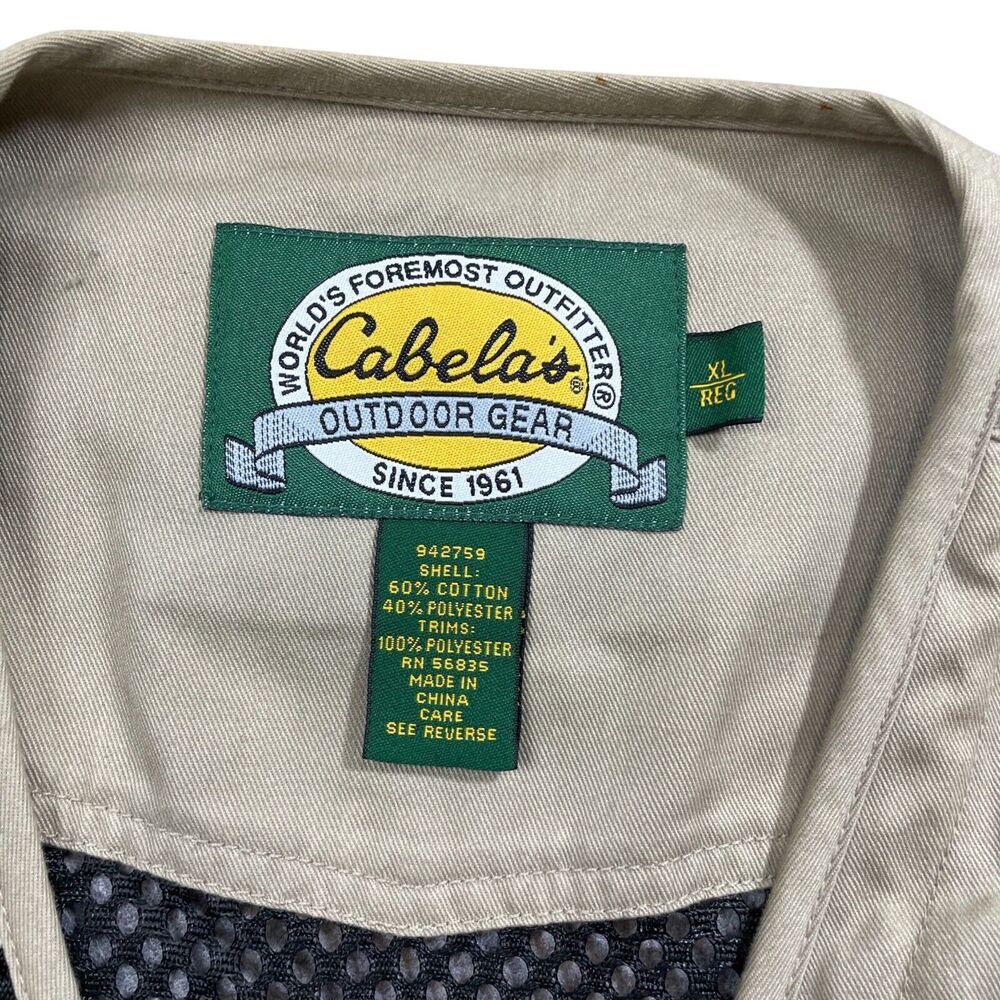Cabela's XL Vest Full Zip Net Back Pockets Cotton Polyester - Picture 3 of 5